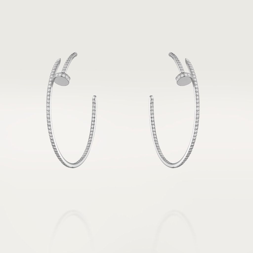 Juste un Clou hoop earrings, large model, pavedWhite gold, diamonds