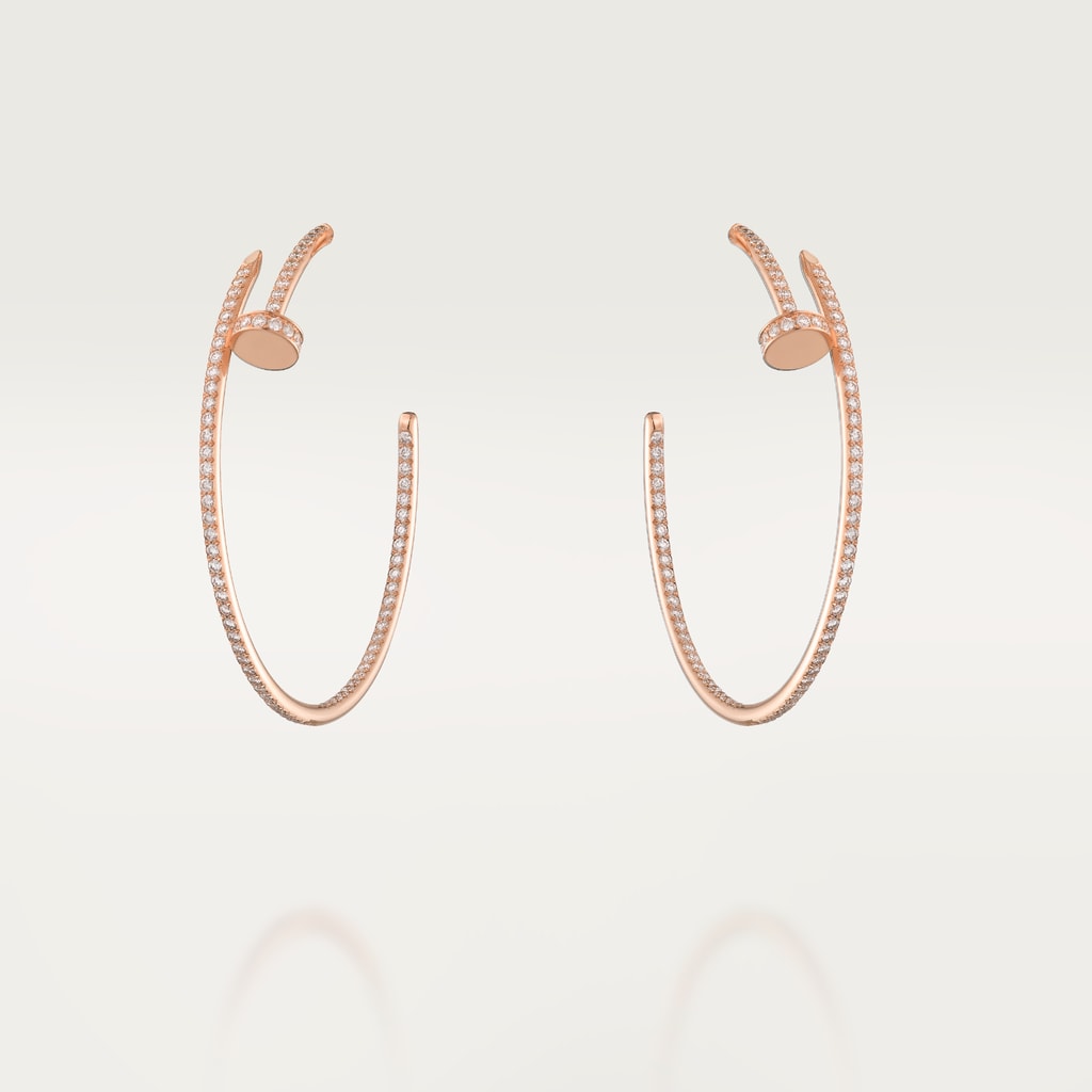 Juste un Clou hoop earrings, large model, pavedRose gold, diamonds