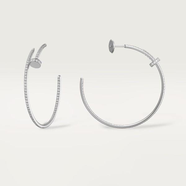 Juste un Clou hoop earrings, large model, paved White gold, diamonds