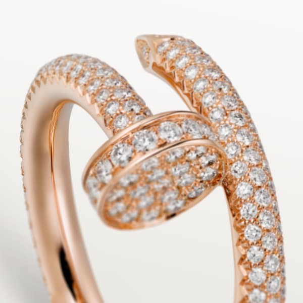 Juste un Clou ring, classic model, paved Rose gold, diamonds