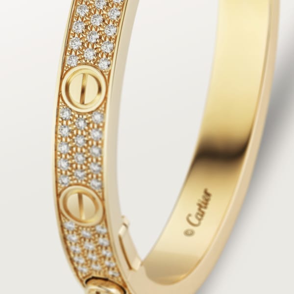 Love bracelet, diamond-paved Yellow gold, diamonds