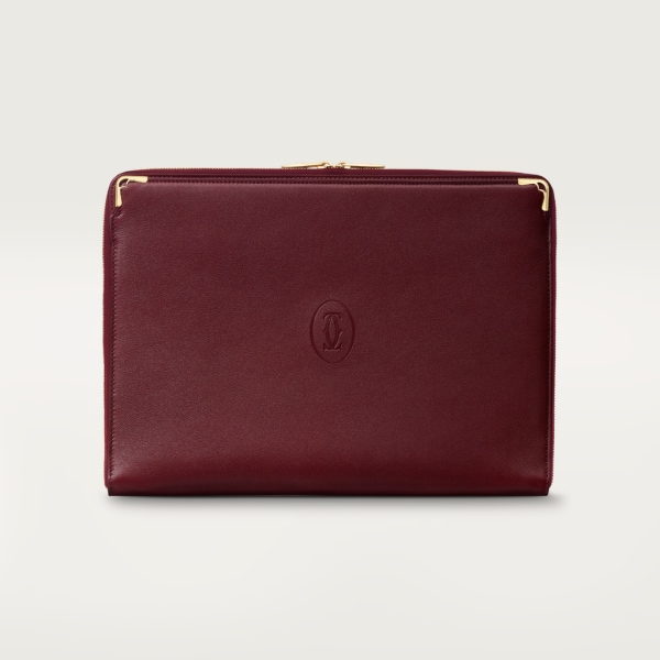 Portfolio,  Must de Cartier Burgundy calfskin, golden finish