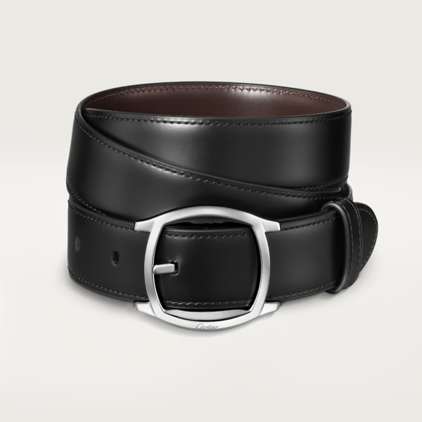 Belt, Drive de Cartier Black cowhide, palladium-finish buckle