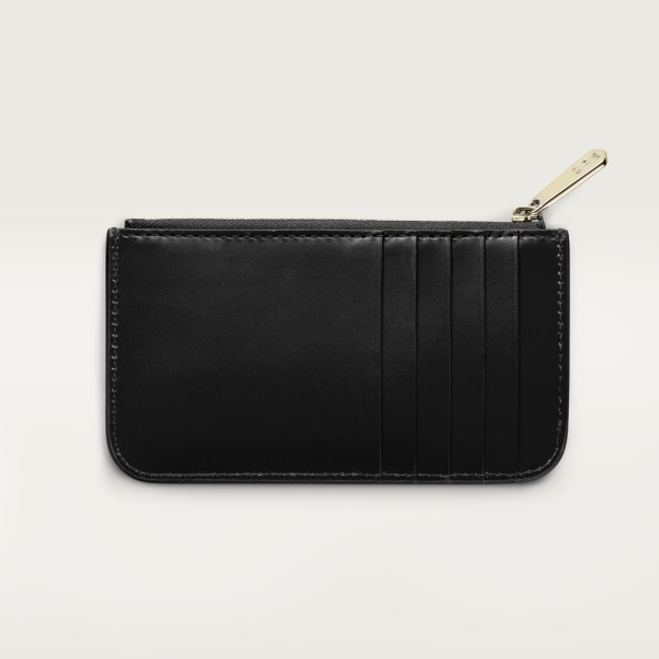 Zipped card holder, C de Cartier Black calfskin, gold and black enamel finish