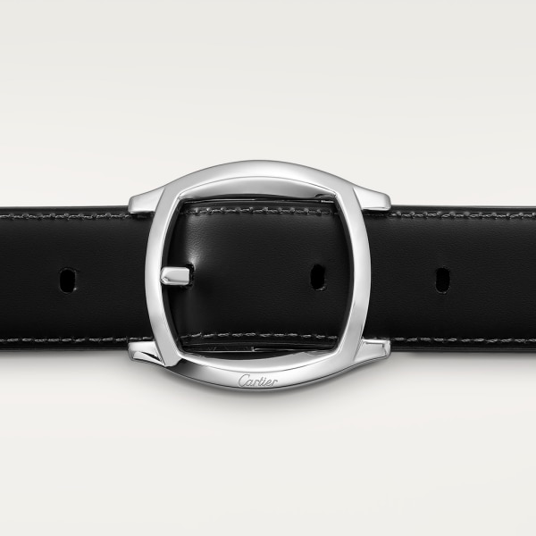 Belt, Drive de Cartier Black cowhide, palladium-finish buckle