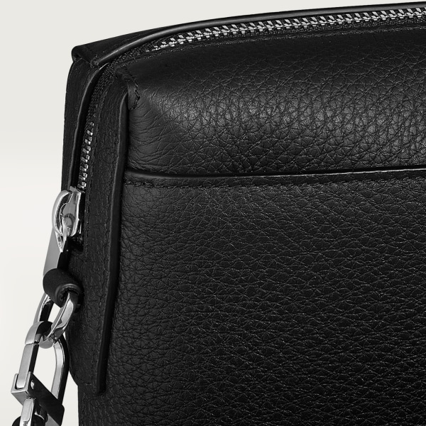 Square Pouch, Must de Cartier Black calfskin, palladium finish