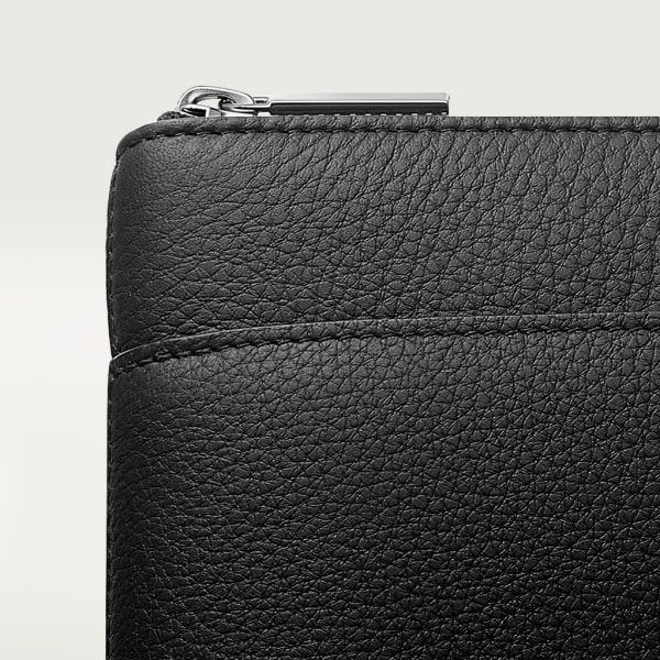 GM Pouch, Must de Cartier Black calfskin, palladium finish