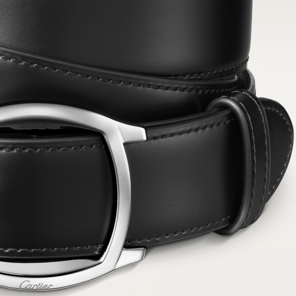 Belt, Drive de Cartier Black cowhide, palladium-finish buckle