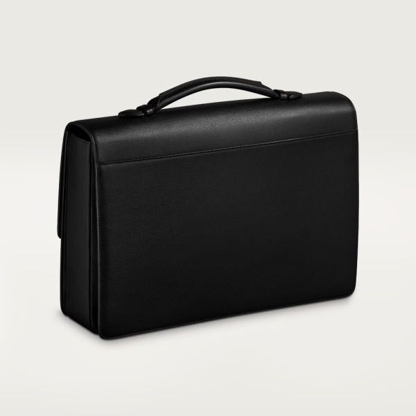 Briefcase, Must de Cartier Black calfskin, palladium finish