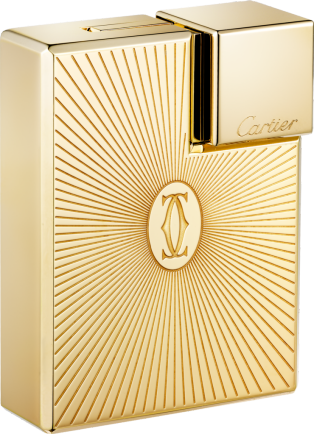 Double C de Cartier logo square lighter with Sunray motif in yellow-gold finish Metal, yellow-gold finish