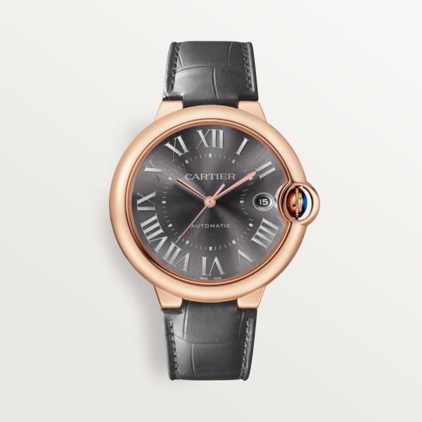 Ballon Bleu de Cartier watch 40 mm, automatic movement, 18K rose gold, leather