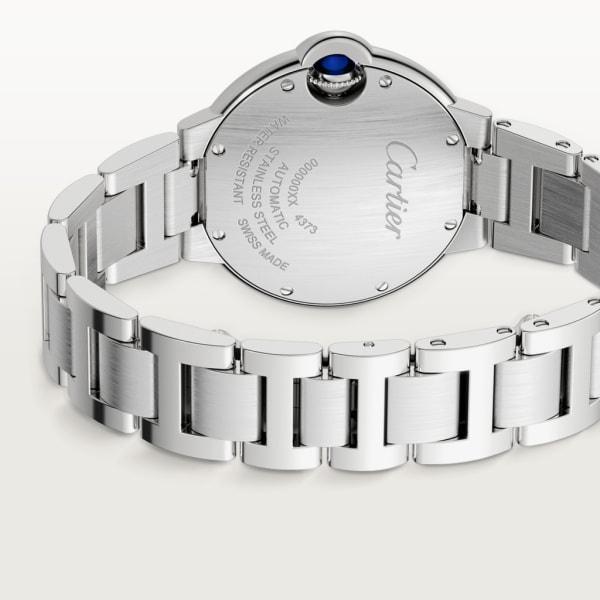 Ballon Bleu de Cartier watch 33 mm, automatic movement, steel, diamonds