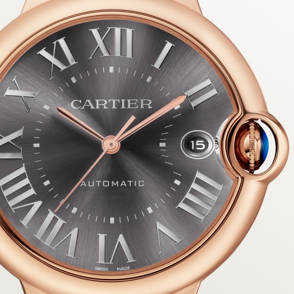 Ballon Bleu de Cartier watch 40 mm, automatic movement, 18K rose gold, leather