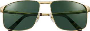 Santos de Cartier sunglasses Smooth and brushed golden-finish metal, green polarised lenses