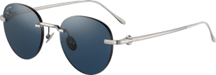 Pasha de Cartier Sunglasses Smooth platinum-finish titanium, blue lenses