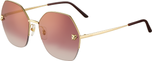 Panthère de Cartier sunglasses Smooth golden-finish metal, graduated burgundy lenses with rose flash