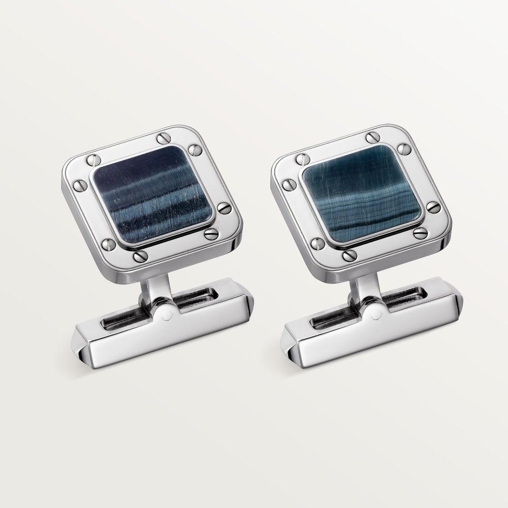 Santos de Cartier cufflinksPalladium-finish sterling silver and hawk’s eye