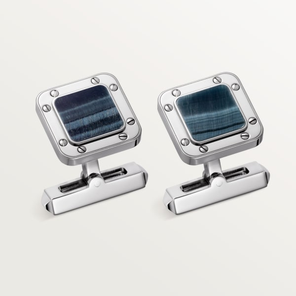 Santos de Cartier cufflinks Palladium-finish sterling silver and hawk’s eye