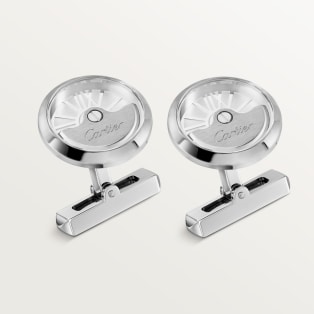 Oscillating weight cufflinks Palladium-finish sterling silver, sapphire crystal