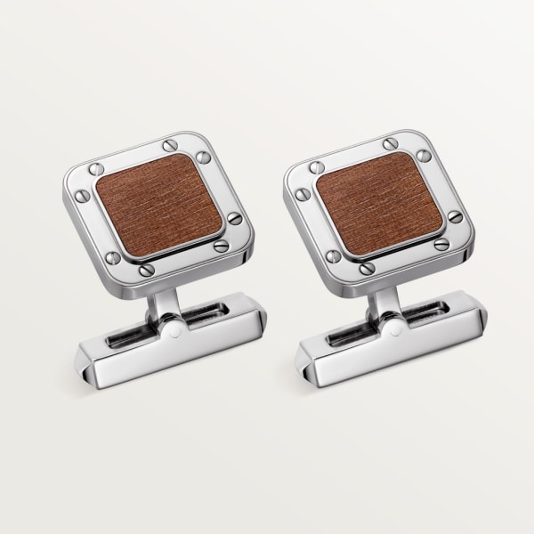 Santos de Cartier cufflinks Palladium-finish sterling silver and Kotibe wood