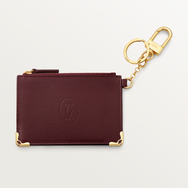 Must de Cartier key ring pouch Burgundy calfskin, golden finish