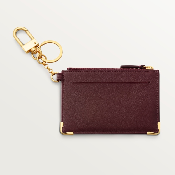 Must de Cartier key ring pouch Burgundy calfskin, golden finish