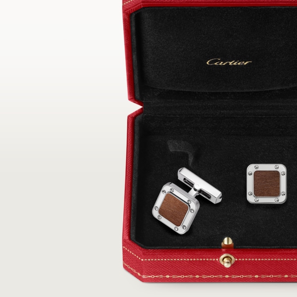 Santos de Cartier cufflinks Palladium-finish sterling silver and Kotibe wood