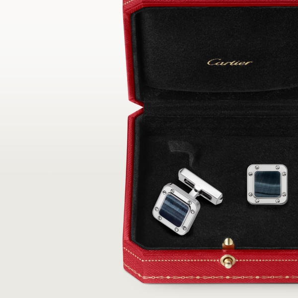 Santos de Cartier cufflinks Palladium-finish sterling silver and hawk’s eye