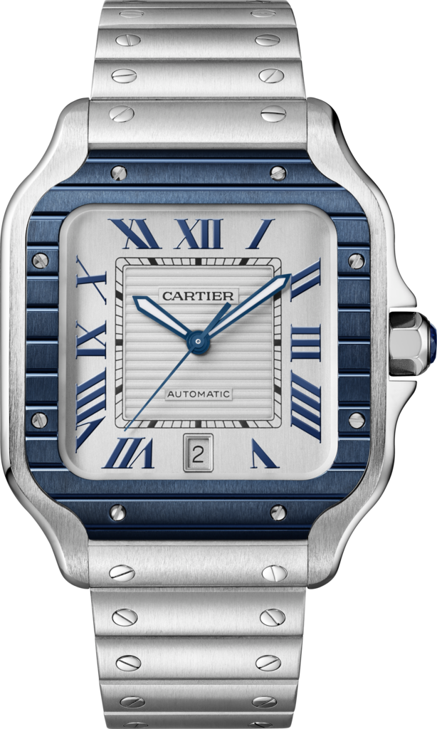 Santos de Cartier watchLarge model, automatic movement, steel, PVD, interchangeable metal and rubber straps