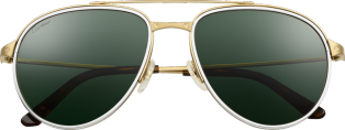 Santos de Cartier sunglasses Smooth and brushed platinum-finish metal, green polarised lenses