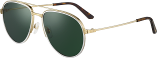 Santos de Cartier sunglasses Smooth and brushed platinum-finish metal, green polarised lenses