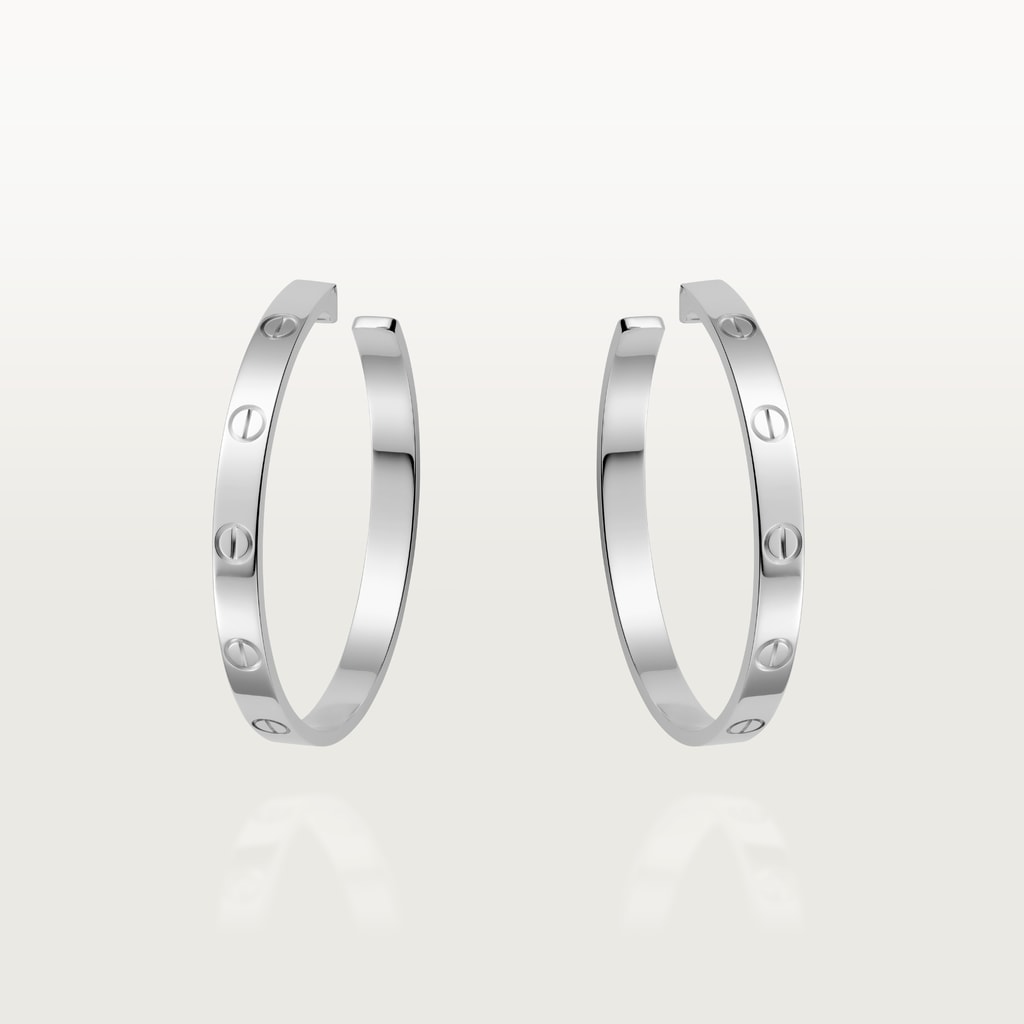 Love hoop earrings, large modelWhite gold