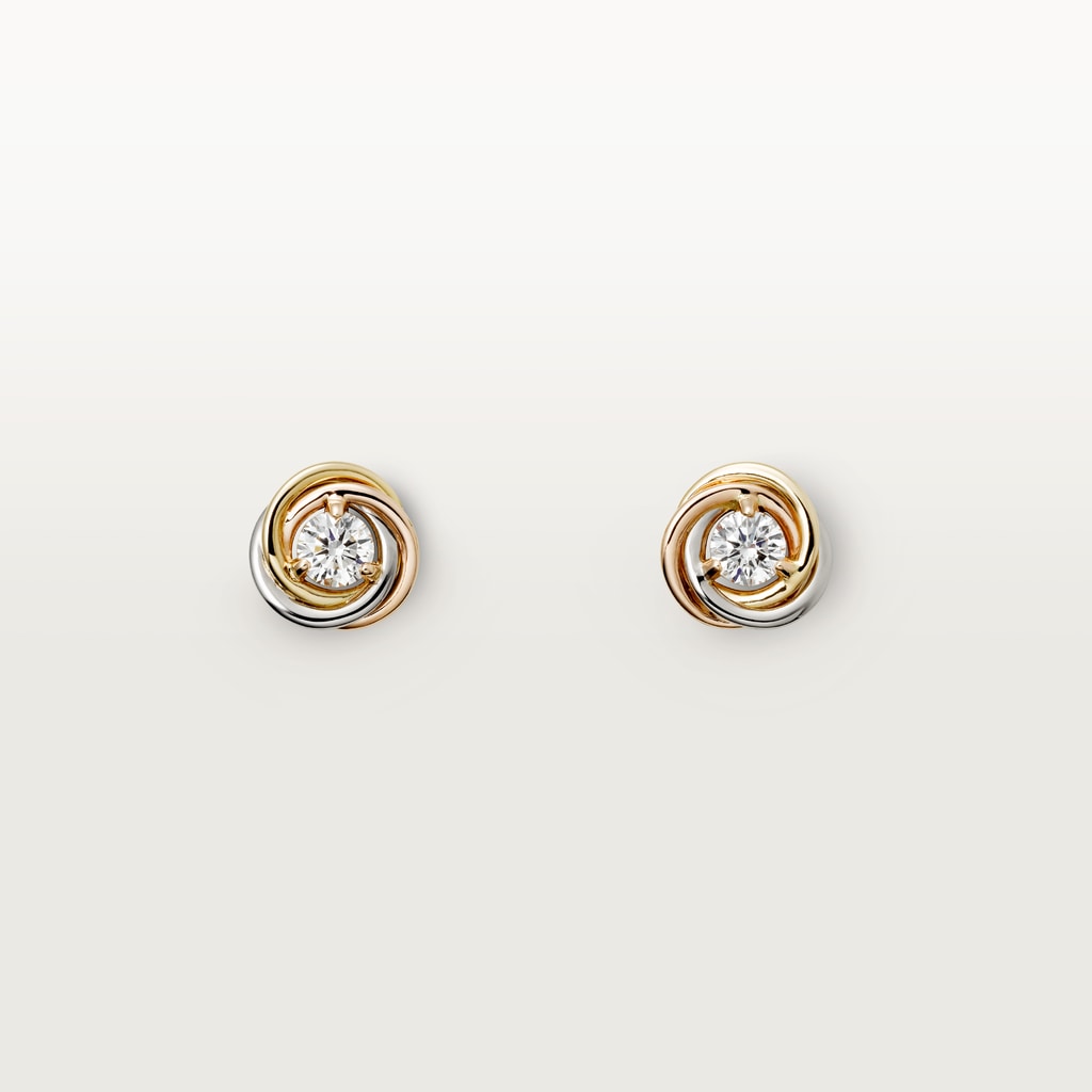 Trinity stud earrings, brilliant-cut diamonds White gold, yellow gold, rose gold, diamonds