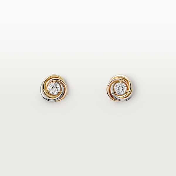 Trinity earrings White gold, yellow gold, rose gold, diamonds