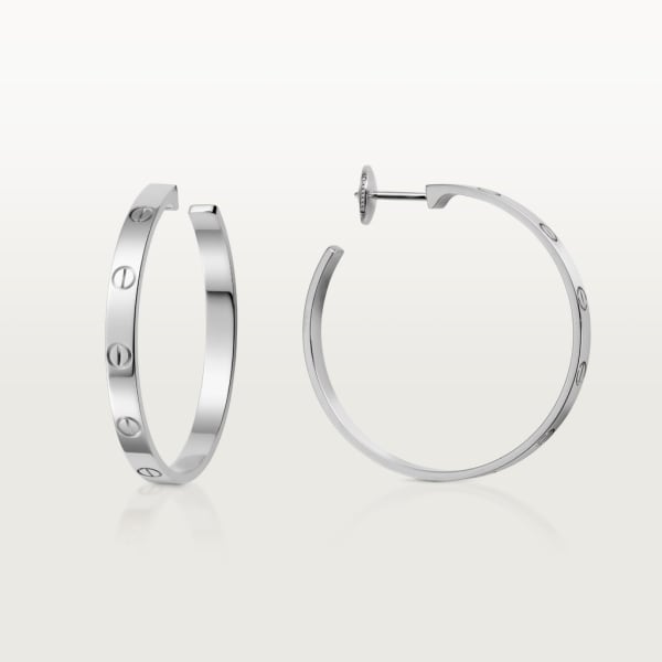 Love hoop earrings, large model White gold