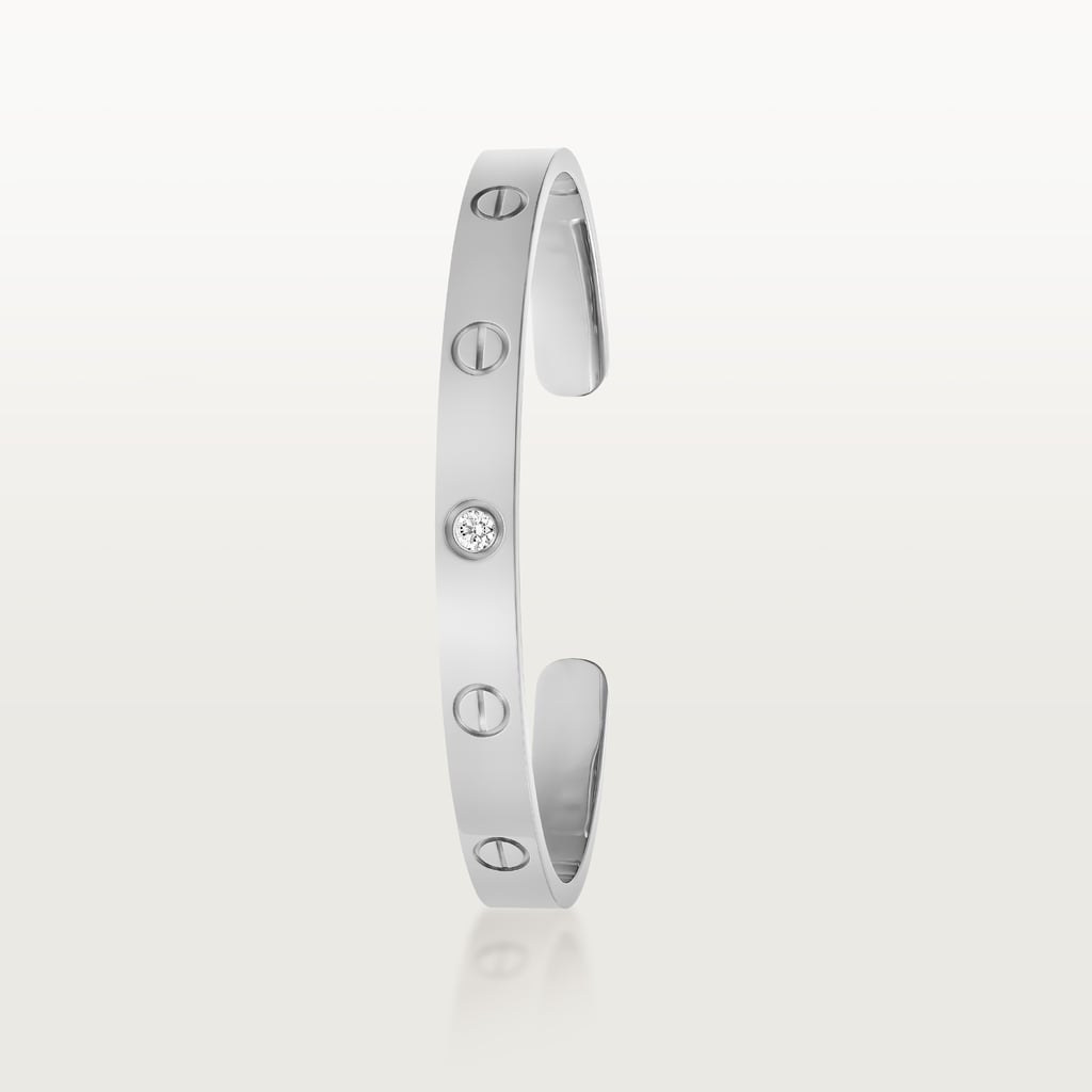 Love bracelet, open, classic model, 1 diamondWhite gold, diamond