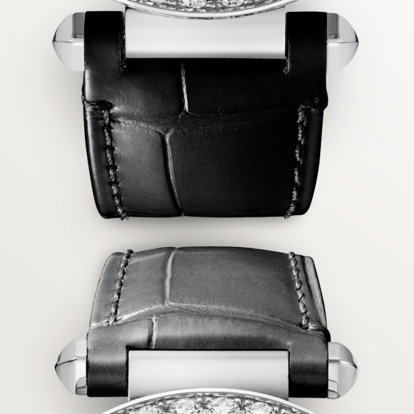 Pasha de Cartier watch 41 mm, hand-wound mechanical movement, white gold, diamonds, 2 interchangeable leather straps