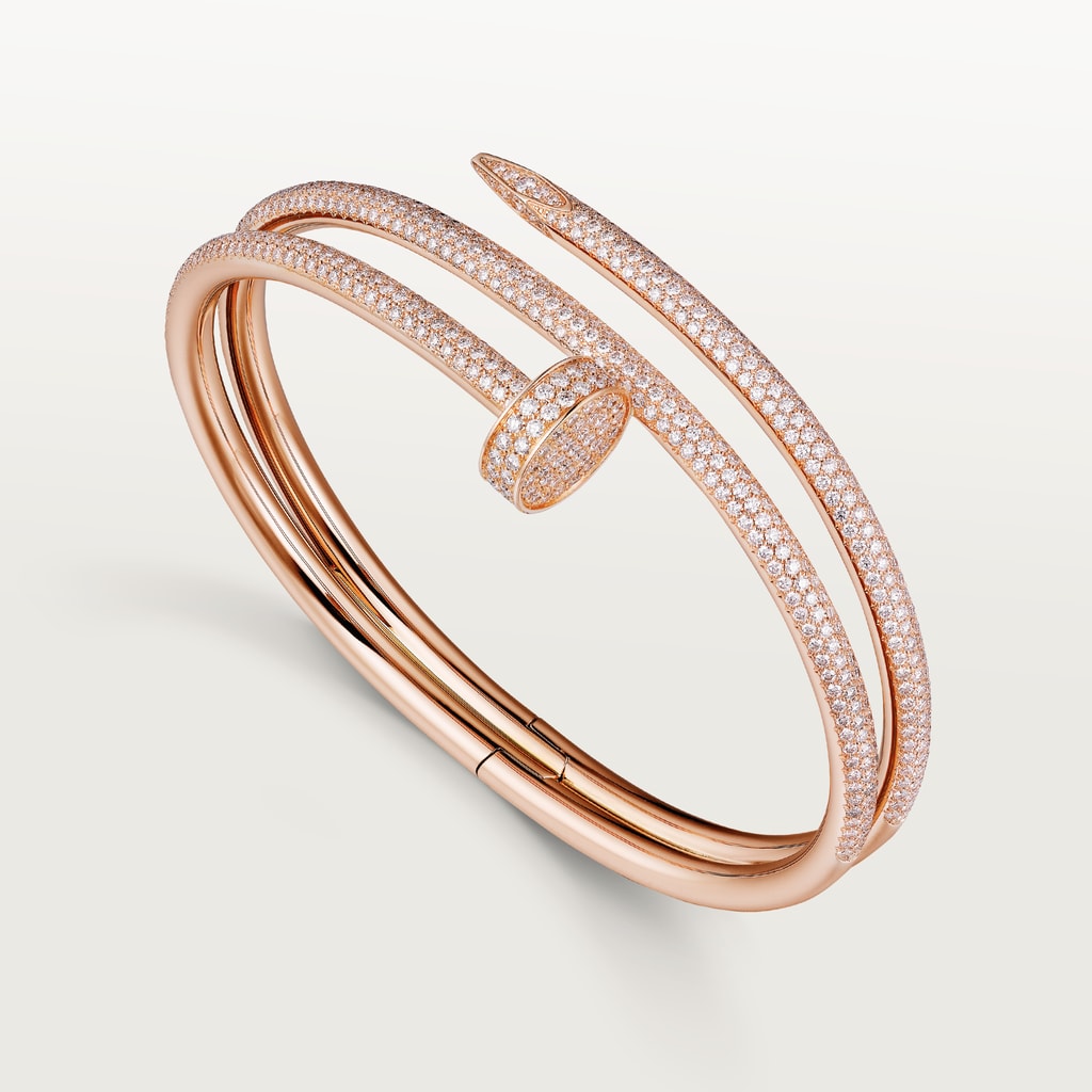 Juste un Clou bracelet, double, semi-pavedRose gold, diamonds