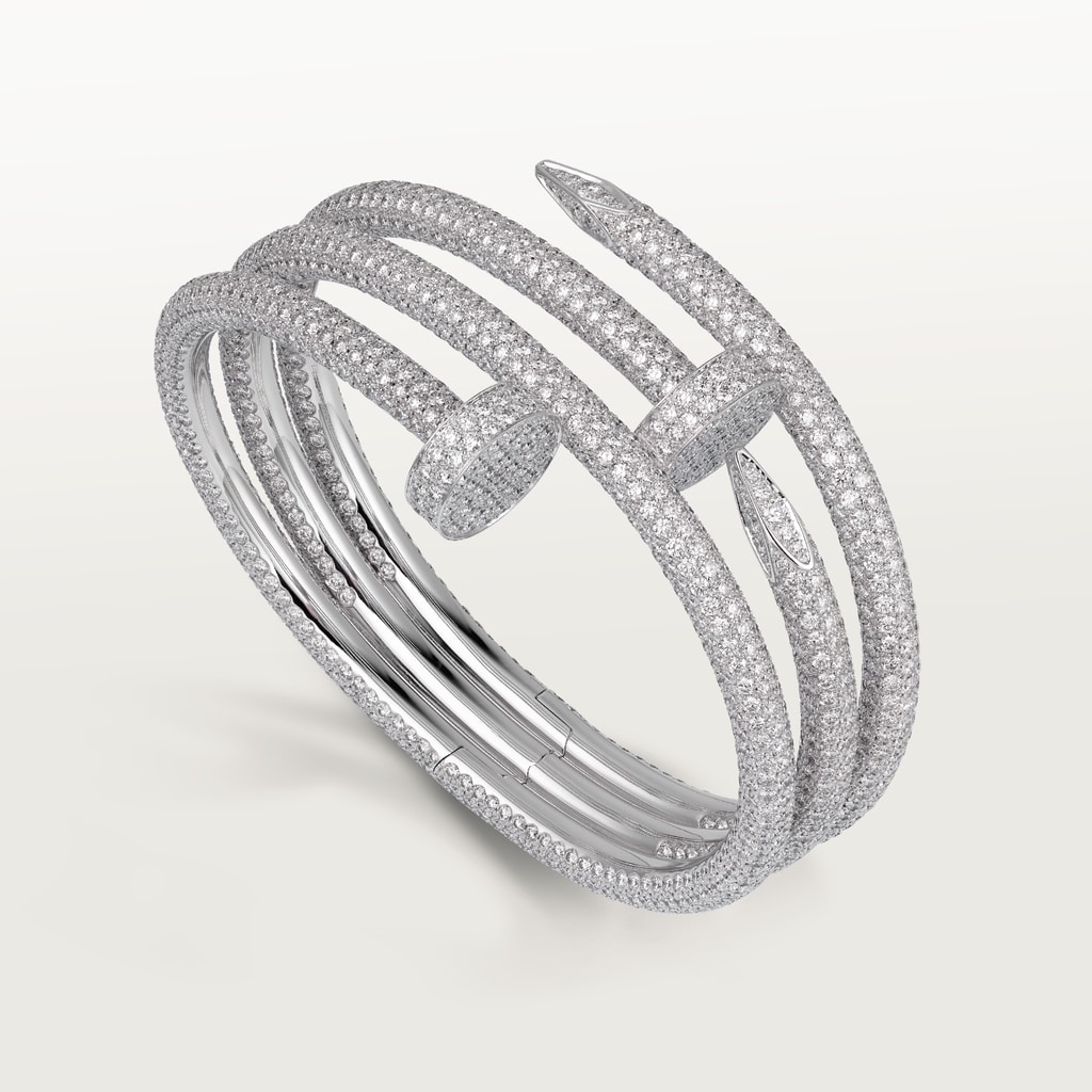 Juste un Clou bracelet, double, paved White gold, diamonds