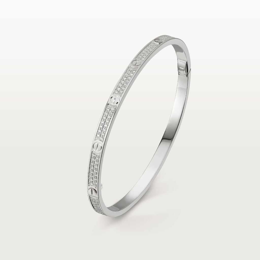 Love bracelet, small model, pavedWhite gold, diamonds