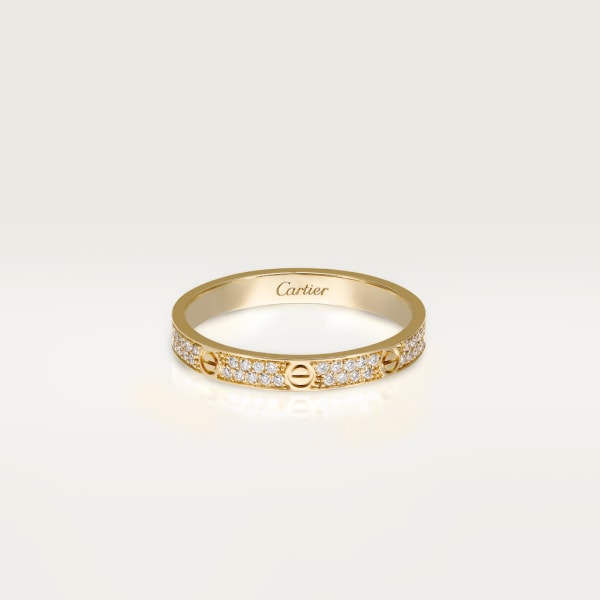 Love ring, mini model, paved Yellow gold, diamonds