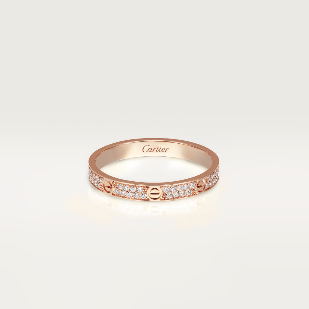 Love ring, mini model, pavedRose gold, diamonds