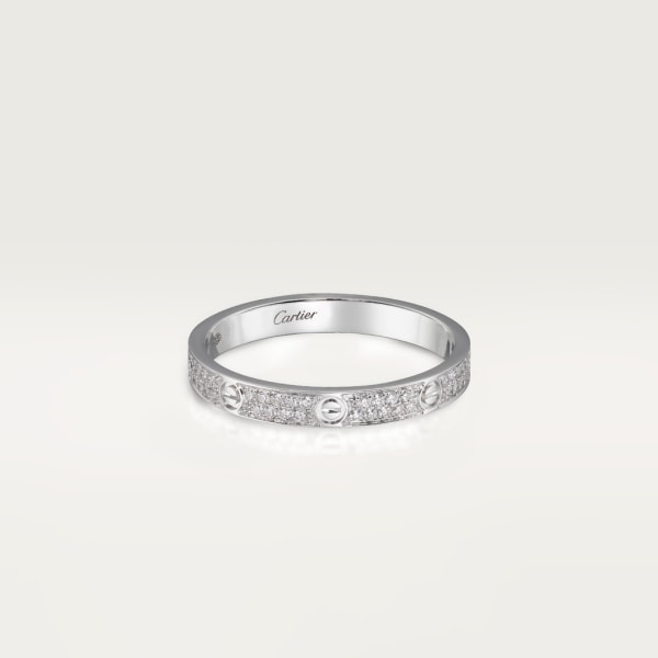 Love ring, mini model, paved White gold, diamonds