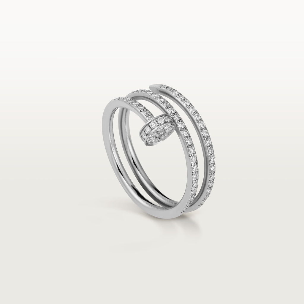 Juste un Clou ring, double, semi-pavedWhite gold, diamonds