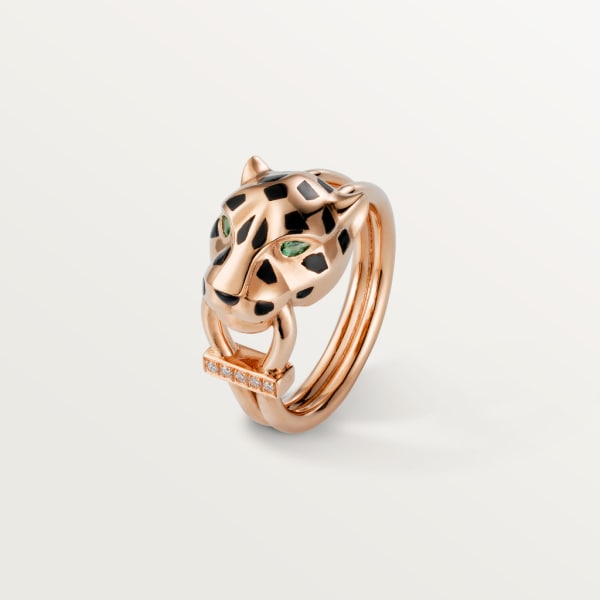 Panthère de Cartier ring Rose gold, tsavorite garnets, onyx, black lacquer, diamonds