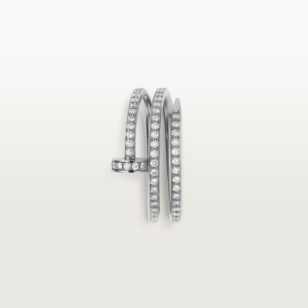 Juste un Clou ring, double, semi-paved White gold, diamonds