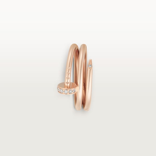 Juste un Clou ring, double, diamonds Rose gold, diamonds