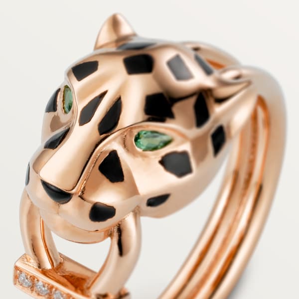 Panthère de Cartier ring Rose gold, tsavorite garnets, onyx, black lacquer, diamonds