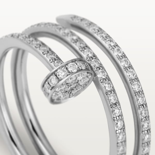 Juste un Clou ring, double, semi-paved White gold, diamonds