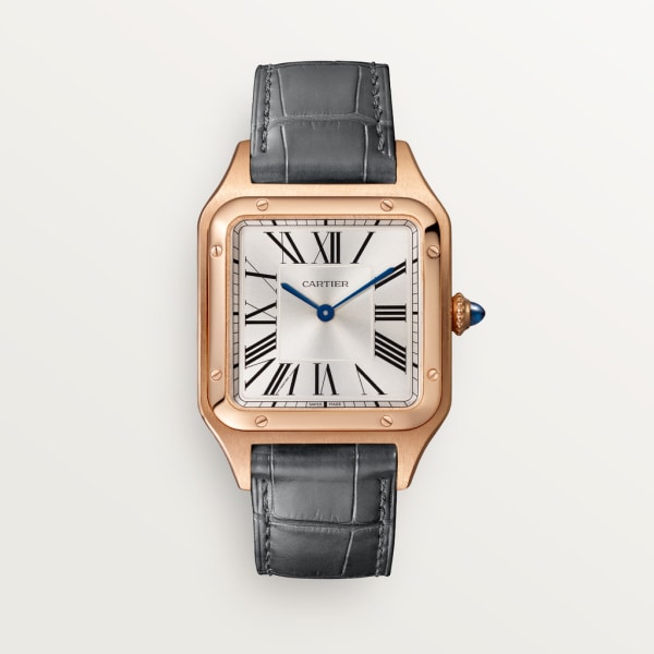 Santos-Dumont watch Large model, quartz movement, rose gold, leather